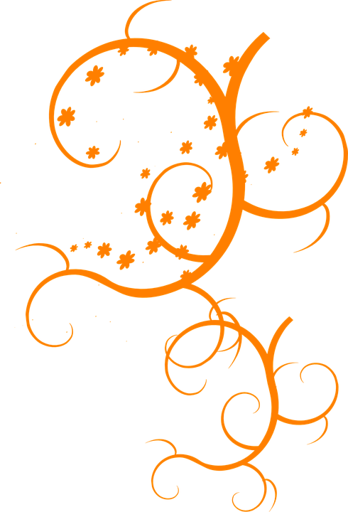 Flower Vine Clipart 24, Buy Clip Art - Orange Swirl Design (490x720)