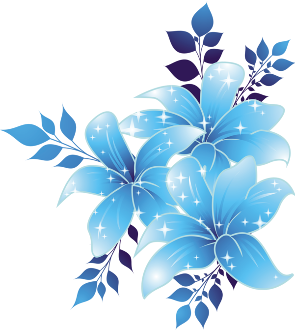 Blue Flower Blue Flower Clip Art - Blue Flower Corner Border Png (600x706)