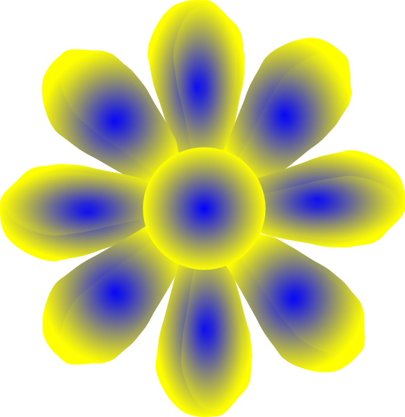 Flower Yellow Clip Art - Blue And Yellow Flower Clipart (582x599)