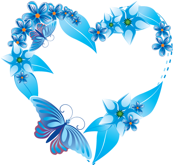 Heart Blue Flower Clip Art - Heart Blue Flower Clip Art (595x567)