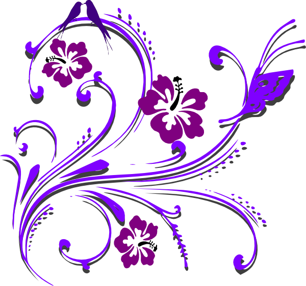 Purple Flower Vine Clipart - Purple Butterfly Flower Clip Art (600x562)