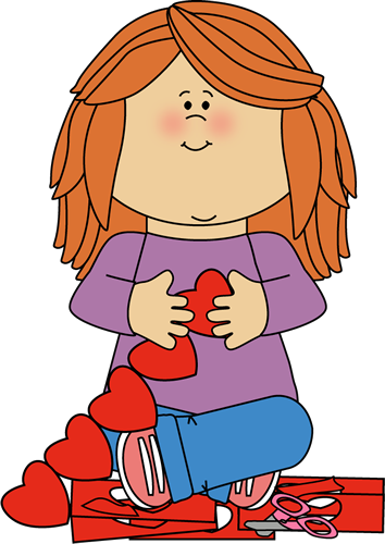 Girl Making A Valentine - Making A Valentine Clipart (354x500)