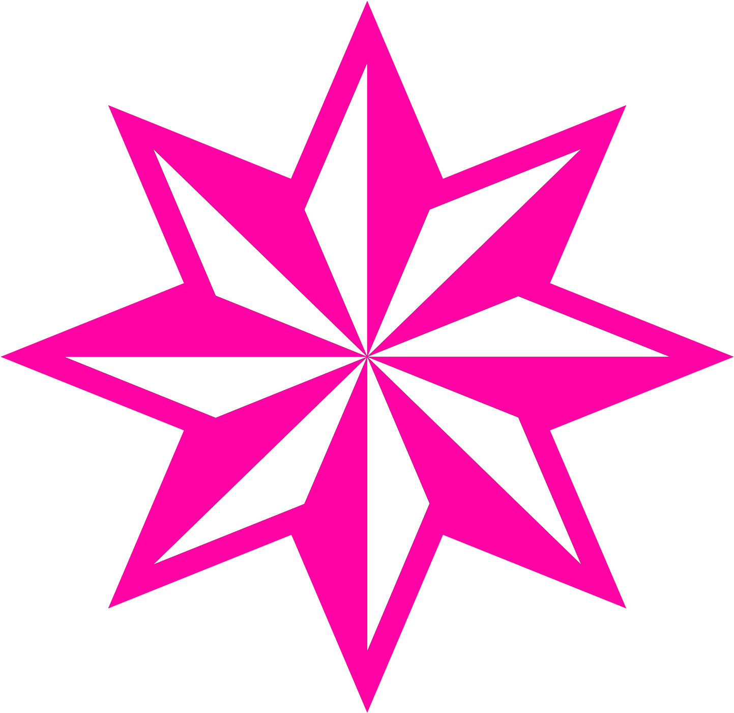 Pink Star Clipart Faceted Star - 8 Pointed Star Vector (1476x1476)