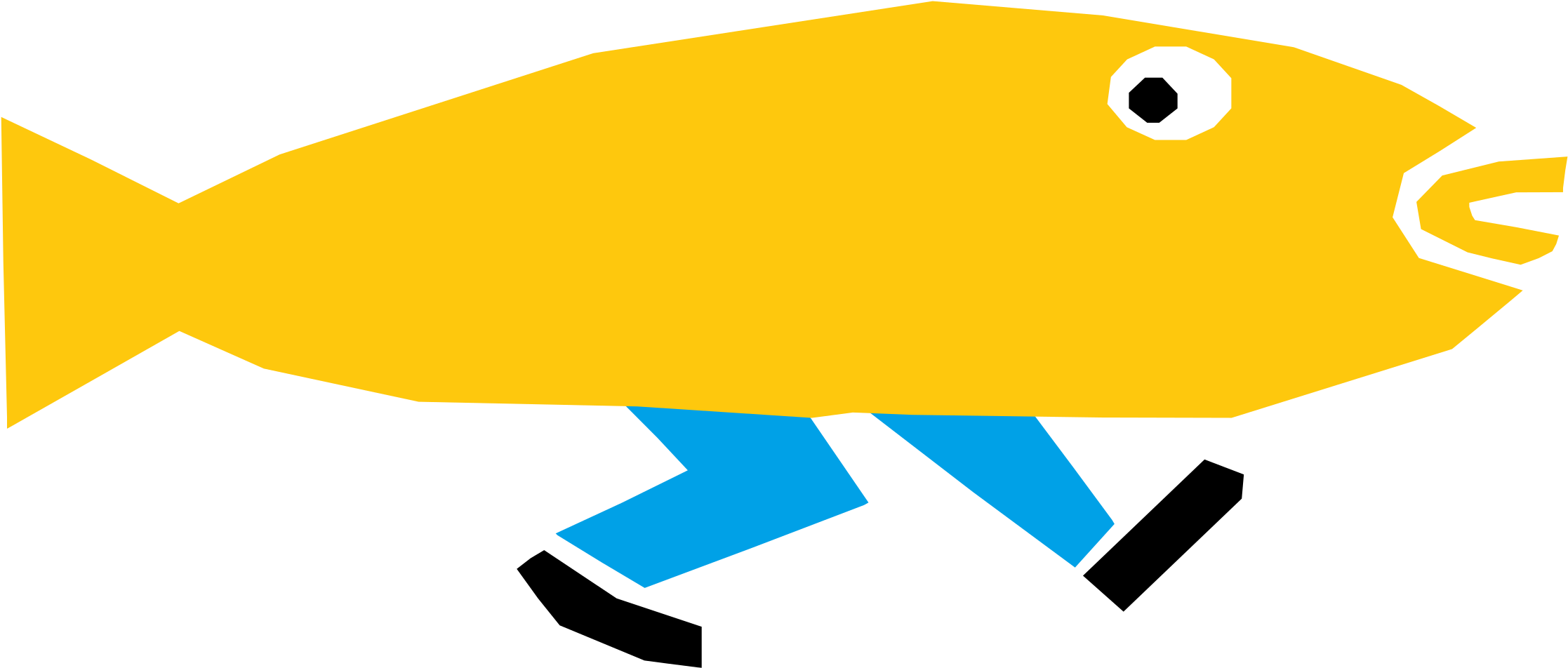Fish Foot Ventraal Clip Art - Fish With Feet Clipart (2400x1227)