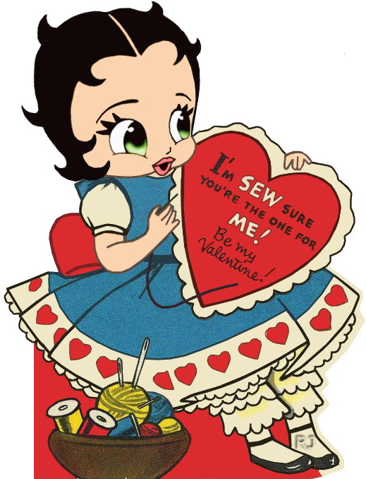 Your The One For Me - Vintage Valentine Postcard Sewing (550x700)