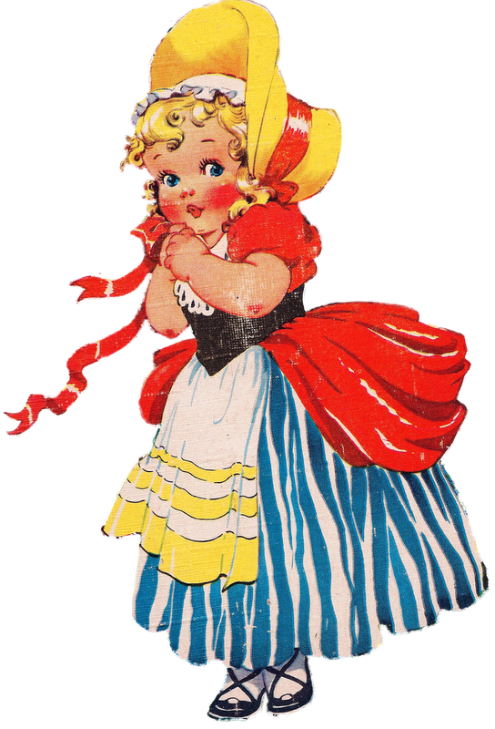 Vintage Illustration-"little Girl W/bonnet - Costume Hat (544x800)