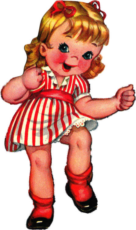 Little Girl Dancing - Retro Valentines Kids Png (481x755)