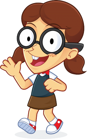 Boy Girl Waving Clipart - Girl Nerd Cartoon (288x462)