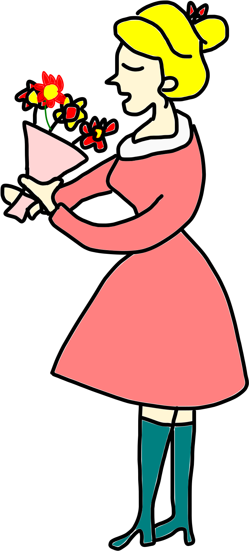 Smelling Clipart Girl Smelling Flowers Coolclips - Portable Network Graphics (1200x2400)