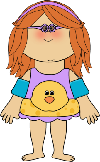 Little Girl Clipart Bathing - Cute Swimming Clip Art (341x550)