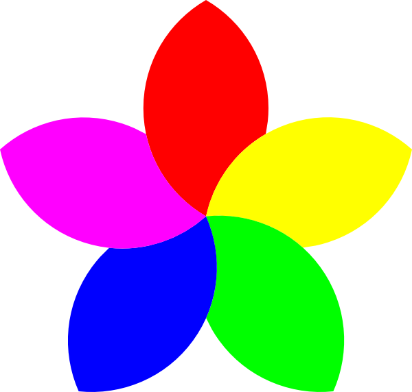 Color Clipart Colourful Flower - Flower With 5 Petals (600x572)