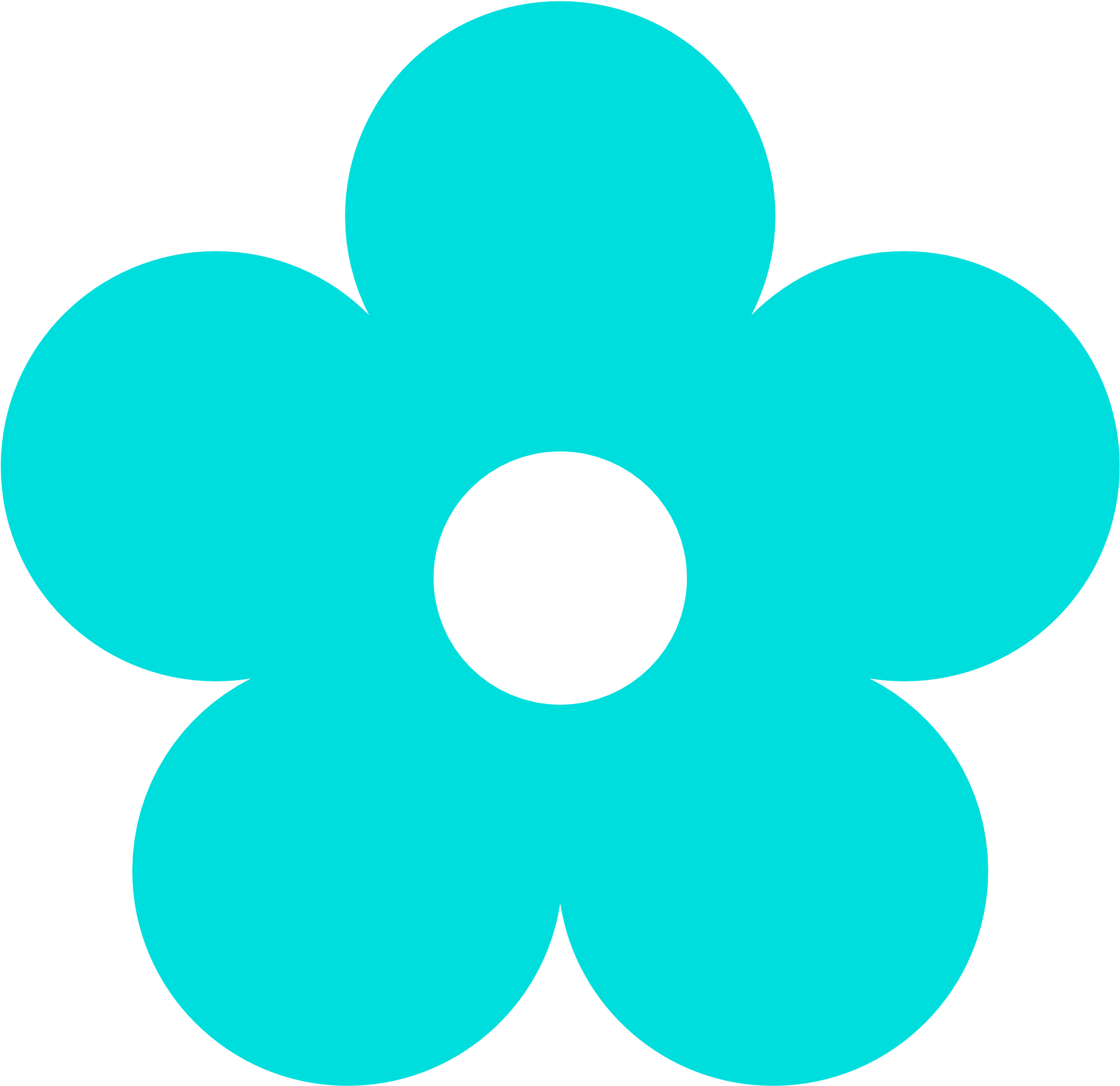 Retro Flower 1 Color Colour - Blue And Green Flower Clipart (1969x1952)