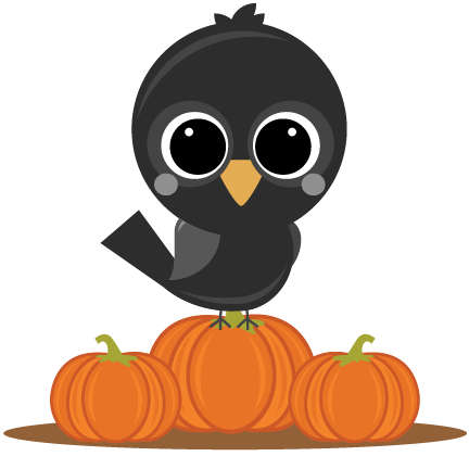 Autumn / Fall Crow On Pumpkins Clip Art - Cute Fall Clip Art (432x432)