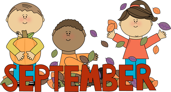 September Kids Autumn Scene - September Month Clip Art (600x322)