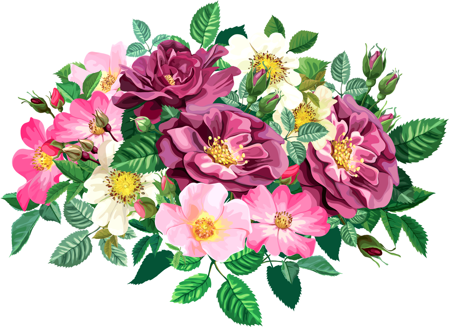 Rose Bouquet Cli̇part Transparent - Clip Art Of Flower Arrangements (1600x1199)