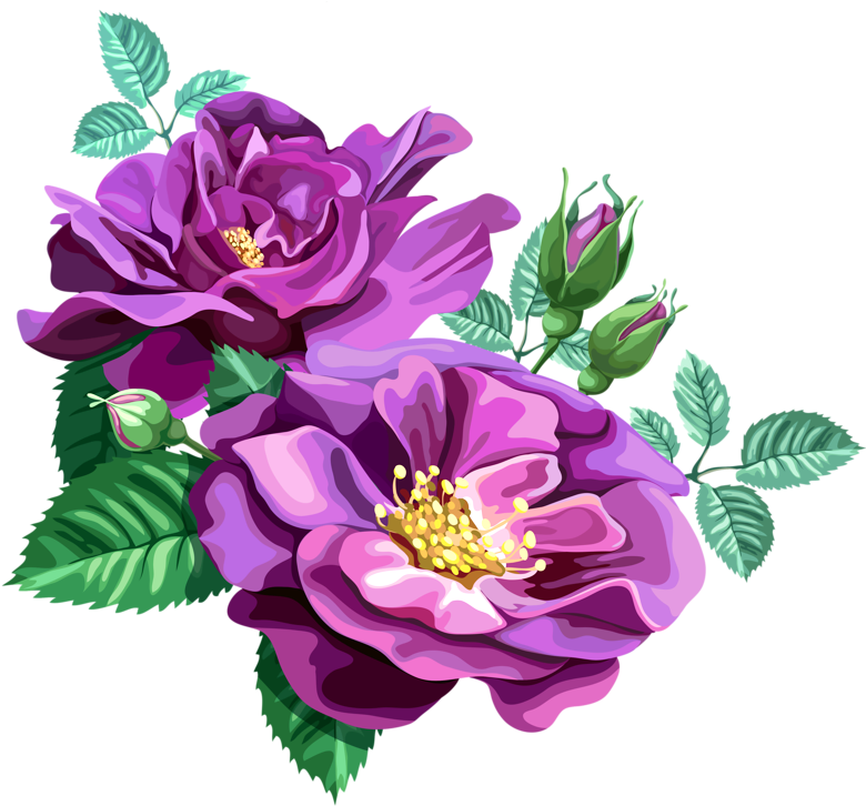 Rose Bouquet Cli̇part Transparent - Free Purple Flowers Vectors (800x758)