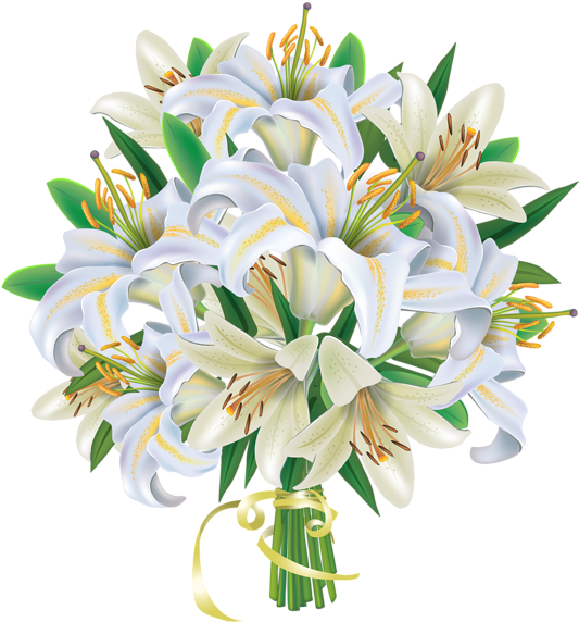 White Lilies Flowers Bouquet Png Clipart Image - Flower Bouquet Png Clipart (560x600)