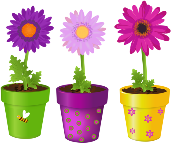Flower Pot Wall Stickers (600x514)