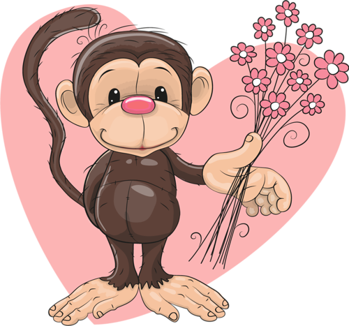 Decoración - Monkey With Flowers (500x467)