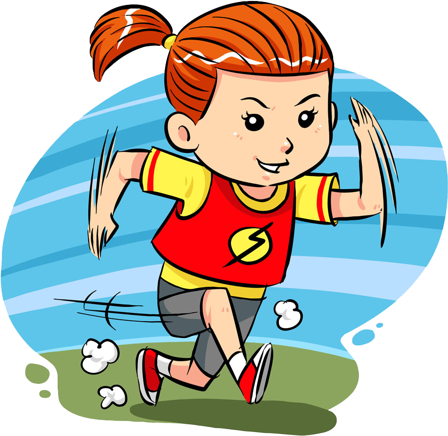 Running Cartoon Clip Art - Girl Running Cartoon (1000x1000)