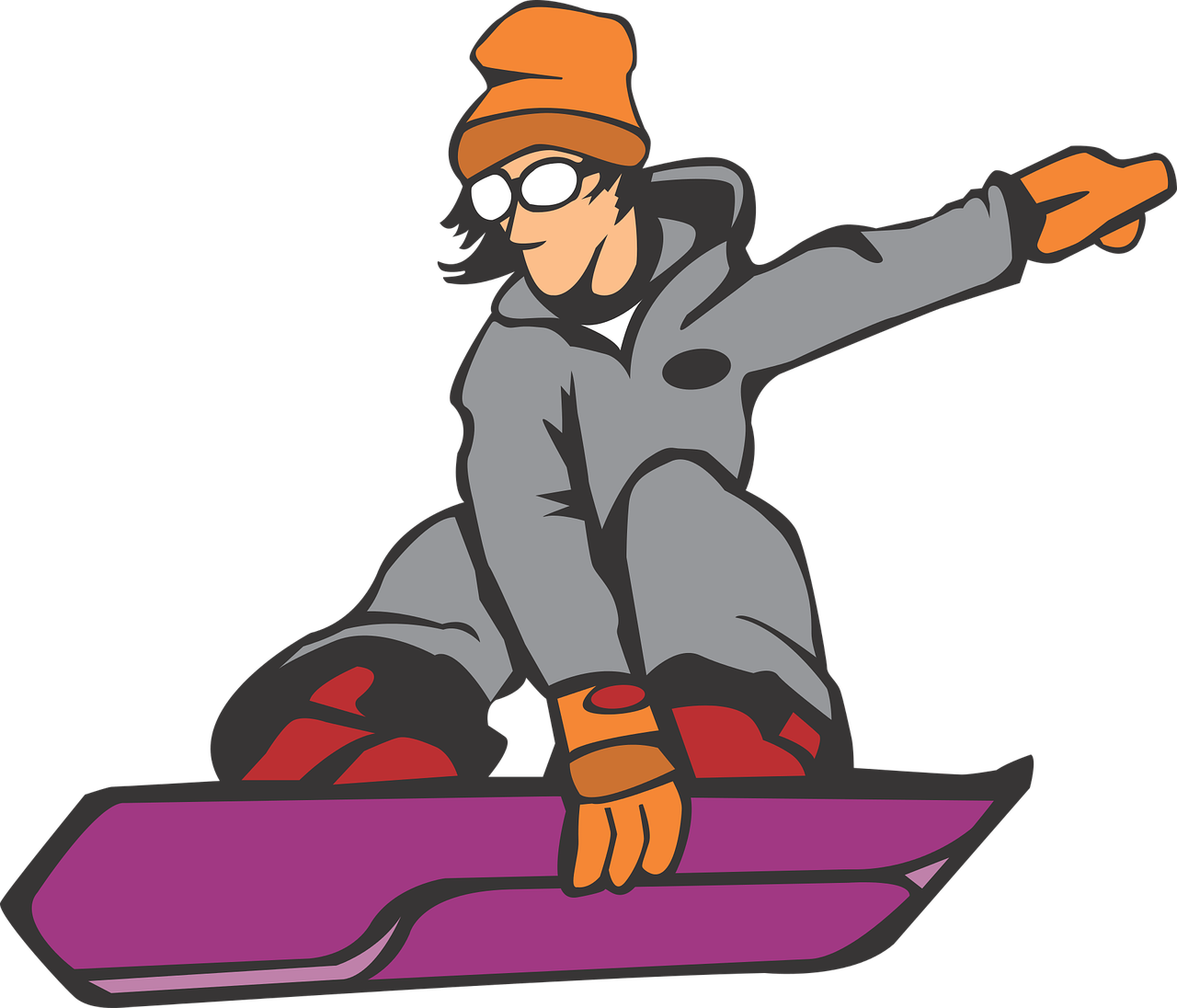Running Cartoon Pictures 13, - Snowboard Cartoon Png (1280x1096)
