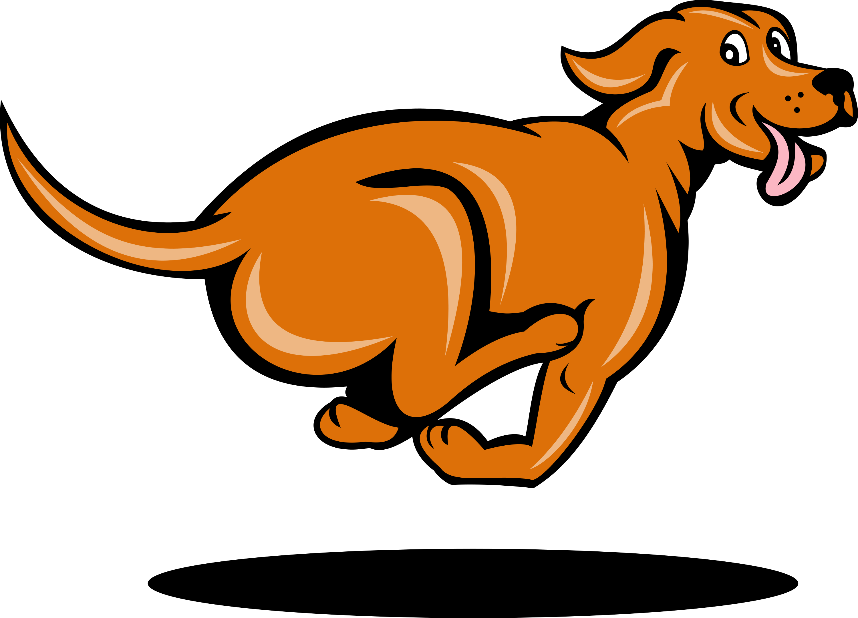 Dog - Dog Running Away Clipart (3000x2162)
