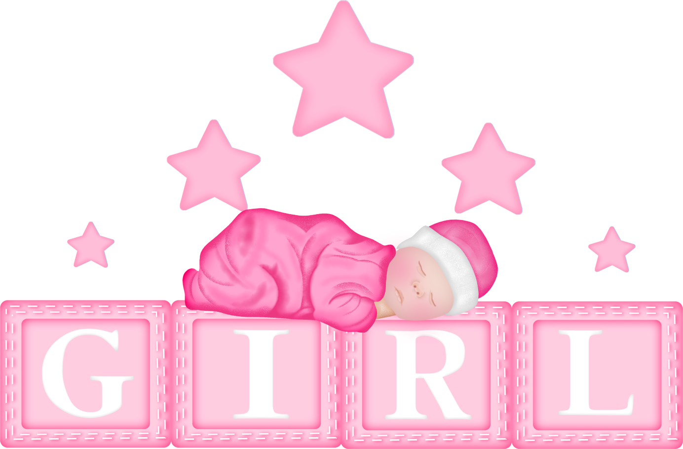 Baby Girl Star Clipart Png - Baby Girl Clipart (1384x910)
