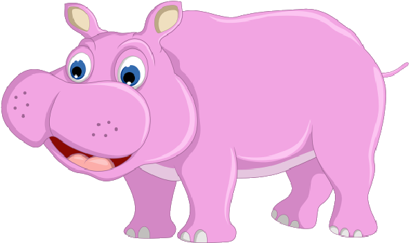 Baby Animal Clipart Baby Hippo - Baby Pink Hippo (600x400)