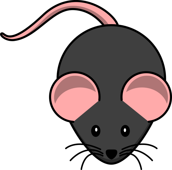 C57 Black Mouse Pink Ears Clip Art At Clker - Myš Kreslená (600x591)