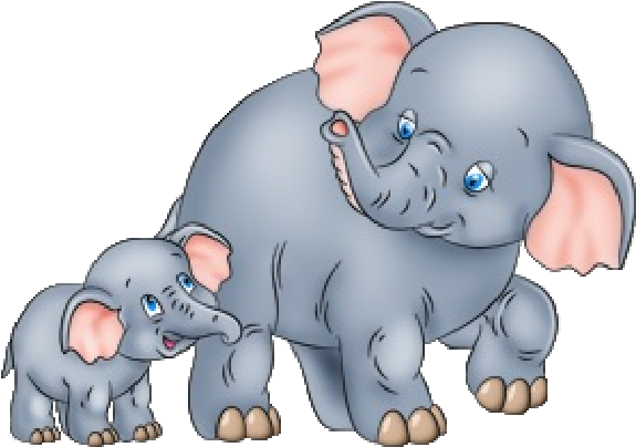 Cute Baby And Momma Elephant Clip Art Mother And Elephant' - Mother And Baby Elephant Clipart (600x600)
