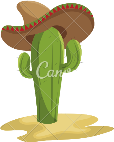 In The Desert Clipart Mexican Cactus - Cactus With Cowboy Hat (550x550)