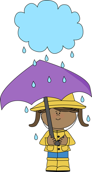 Girl Under A Rain Cloud - Kids With Umbrellas Clip Art (293x550)