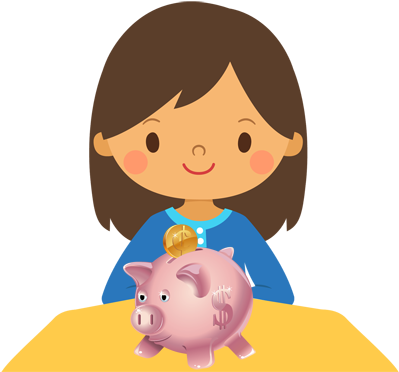 Girl With Piggybank - Piggy Bank Clip Art (400x378)