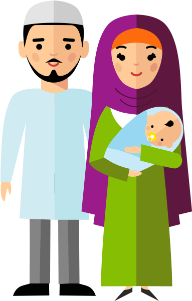 Family Arabs Clip Art - Dindar Aile (502x600)