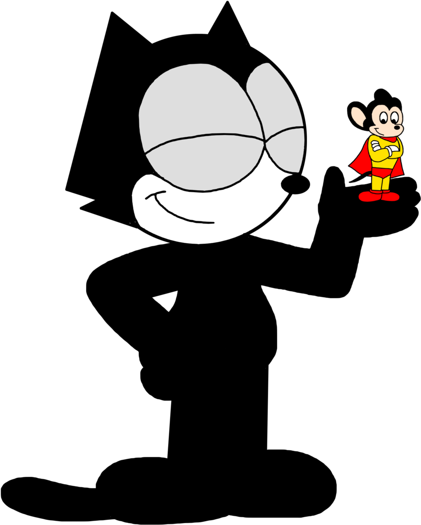 Felix With Mighty Mouse By Marcospower1996 - Cartoon (1600x1434)