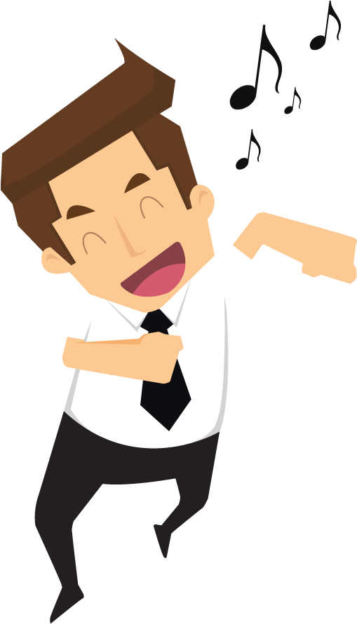 Happy Businessman Rushing And Singing - Happy Businessman Clipart Png (520x890)
