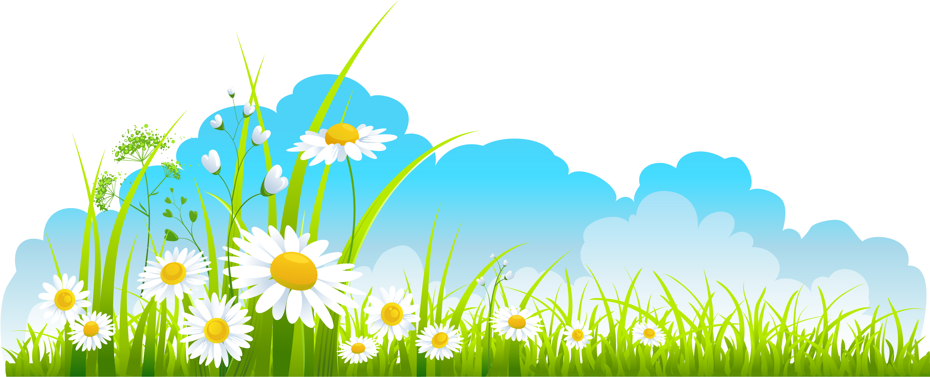 Flowers Sky Background Clipart - Spring Time Clip Art (3911x1588)