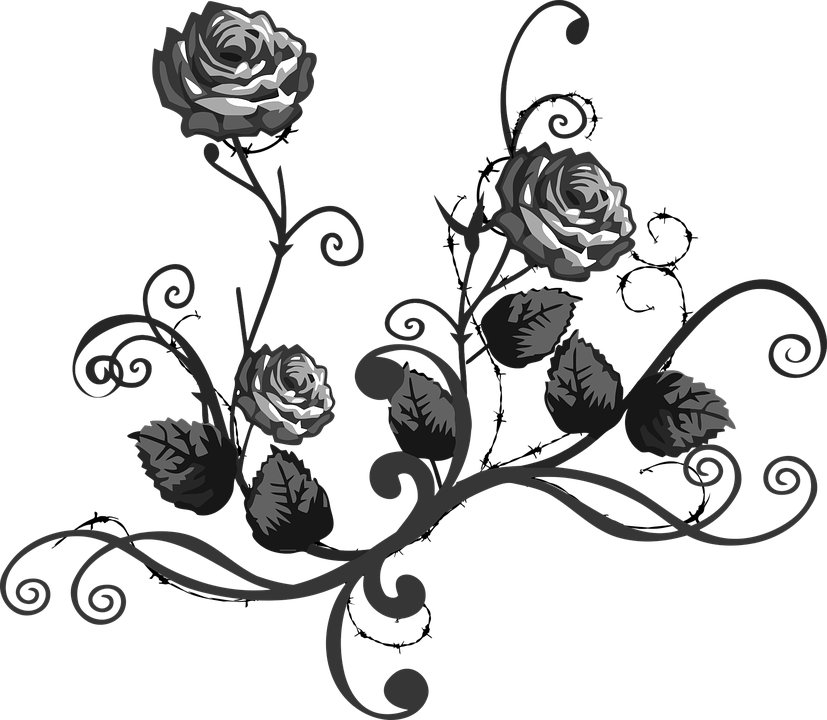 Elegant Wedding Cliparts - Flowers Transparent Clipart Black And White (827x720)