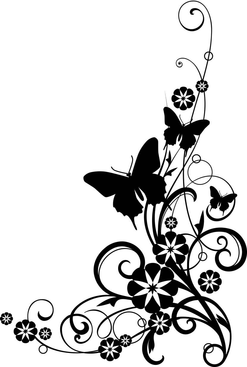 White Flower Clip Art At Clker - Flowers Clip Art Black And White Border (830x1231)