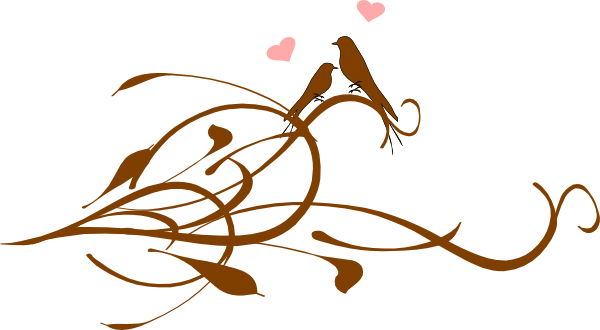 Love Birds On Branch Clip Art - Brown Love Birds (600x330)