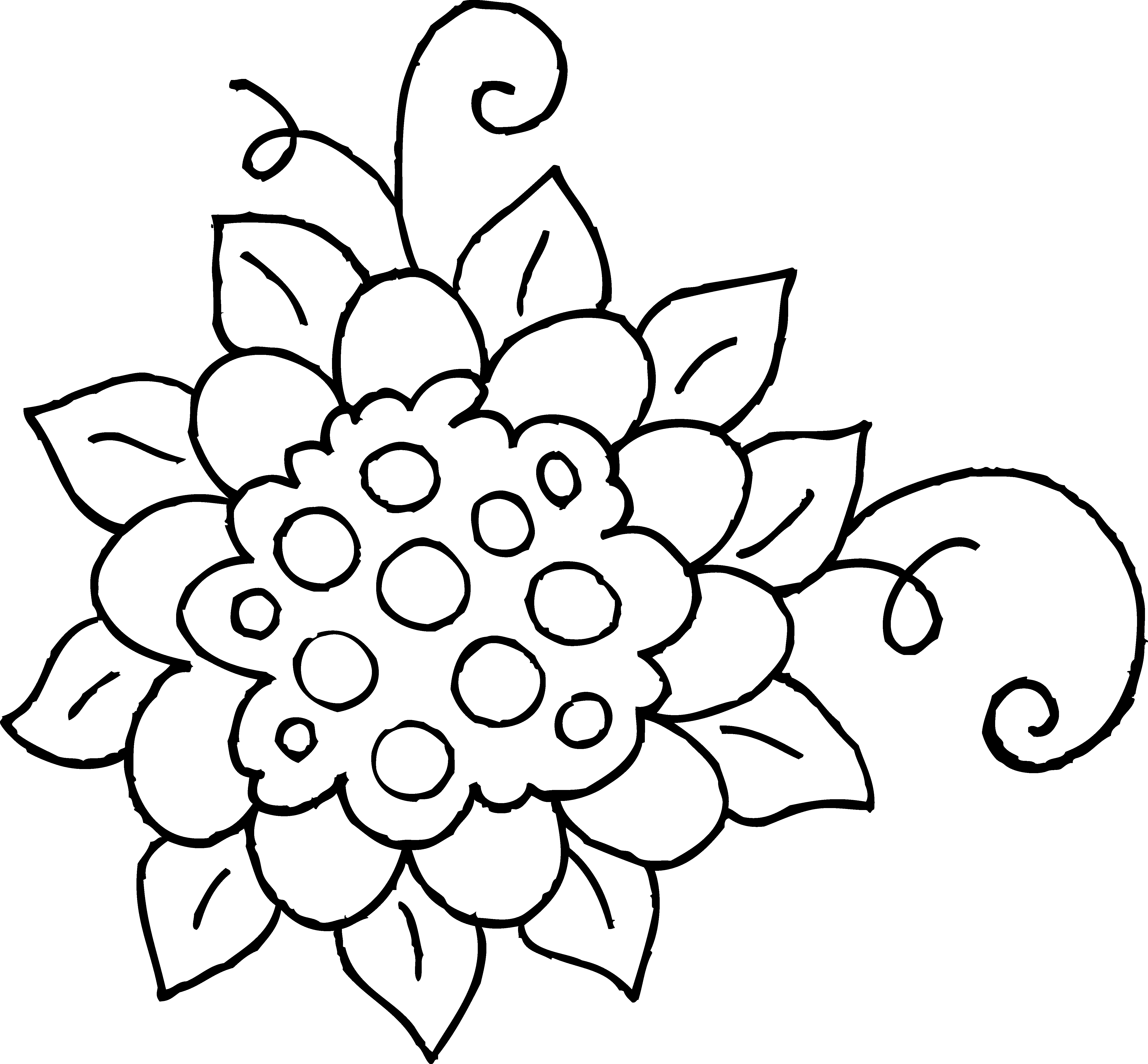 Coloring Page Flower Indiantribes - Clipart Spring Flowers Black And White (5325x4935)