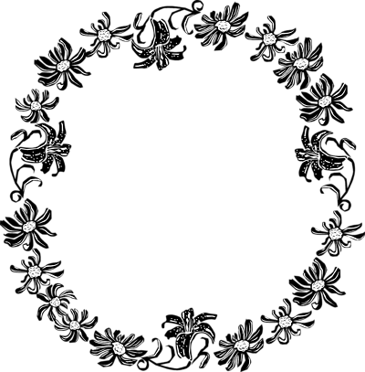 Black And White Flower Border Clipart Clipart Panda - Black And White Floral Border (400x407)