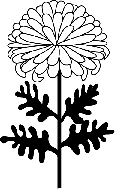 Chrysanthemum Clip Art - Chrysanthemum Clip Art Black White (383x628)