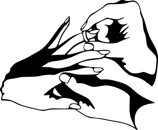 Wear Wedding Ring Clip Art Vector Online Royalty Free - Putting Ring On Finger Drawing (600x492)