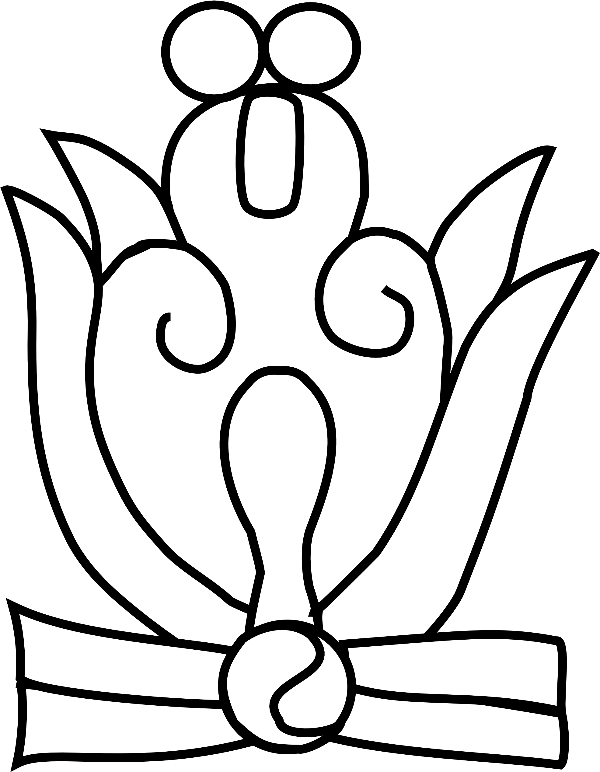 White Flowers Clip Art Black Line Tattoo And - Mayan Flower Glyph (1979x2602)