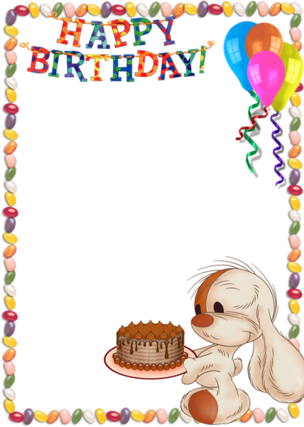 Happy Birthday Kids Transparent Photo Frame With Cute - Birthday Images For Editing (428x600)
