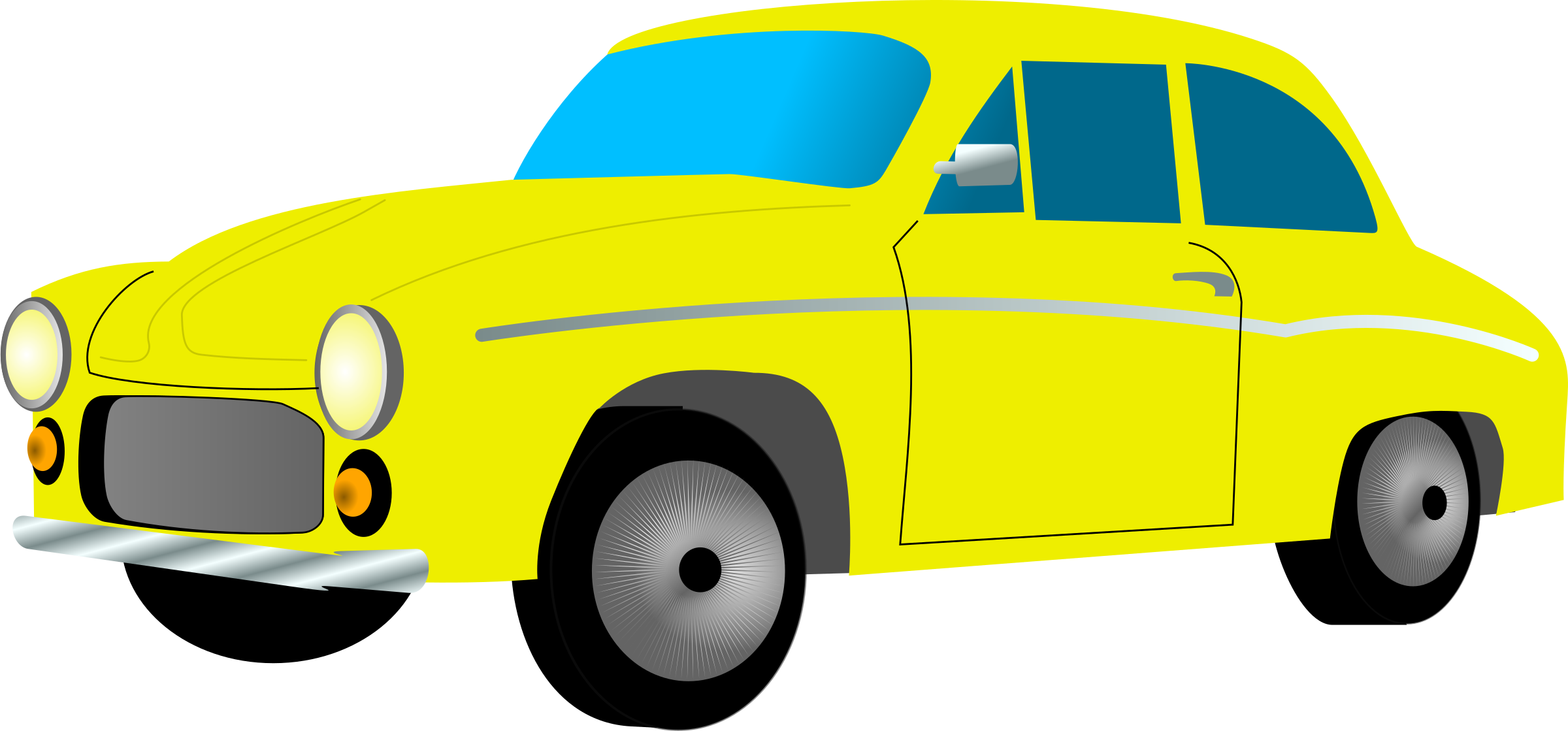 Big Image - Yellow Car Clipart (2400x1119)