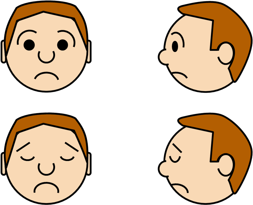Powerpoint People Expressions, Etc - Sad Face Side View Cartoon (962x811)