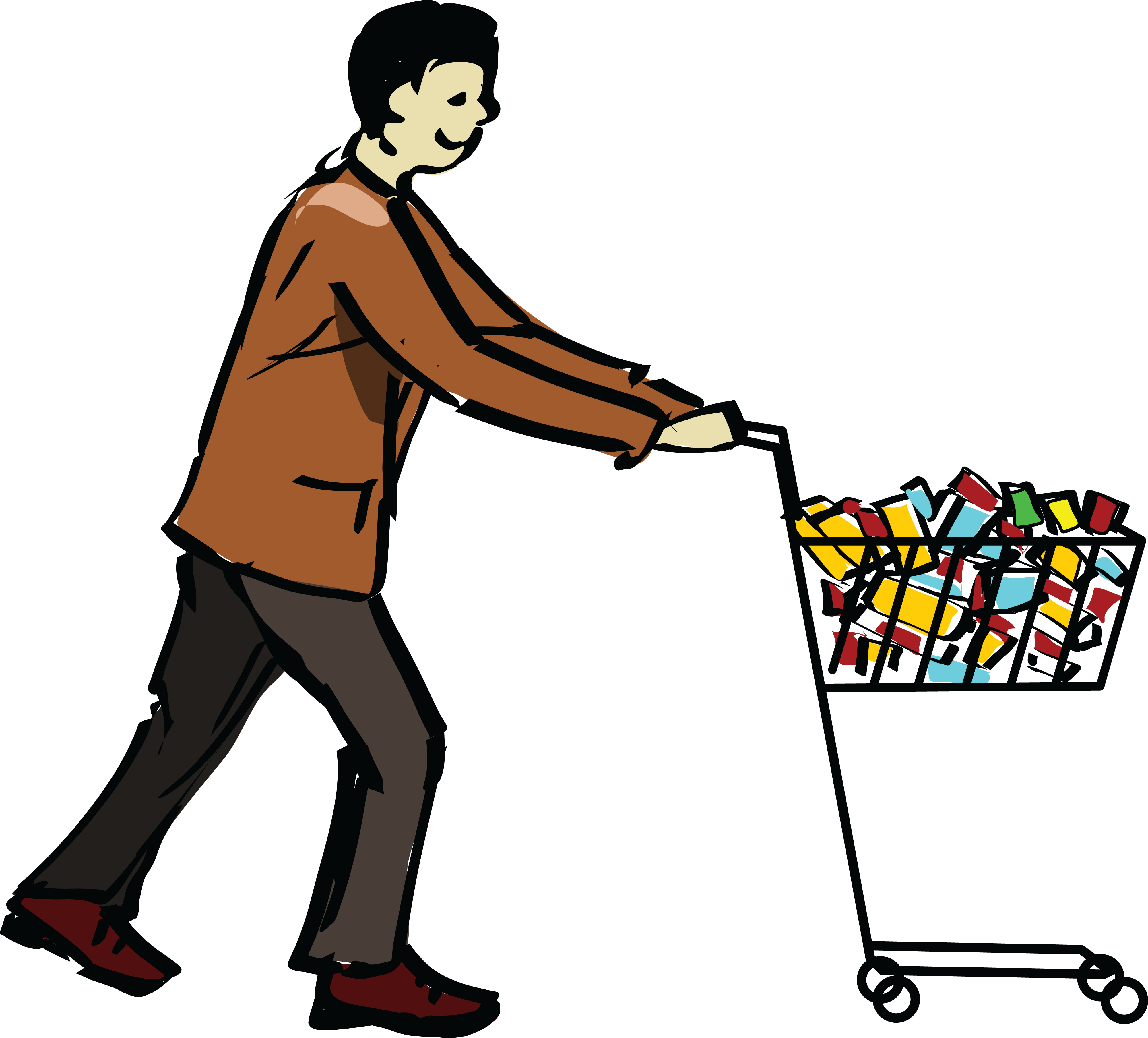 Man With Japanese Shopping Cart - Shopping Cart Png Gif (4000x3615)