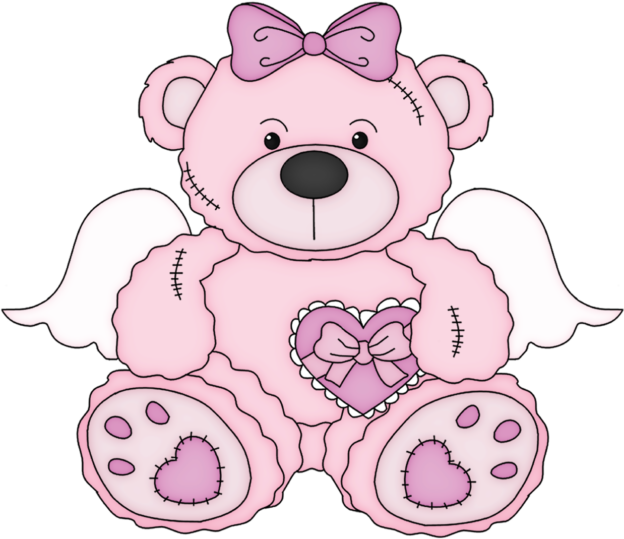 Cute Bear Cute Baby Girl Clip Art Teddy Vector - Pink Teddy Bear Clip Art (1280x1101)